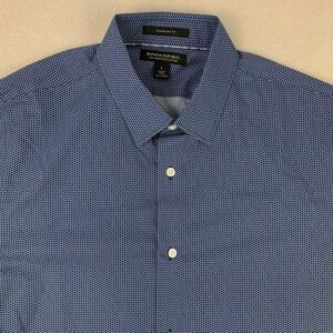 Banana Republic Oxford Shirt Mens Large Blue Monogram Long Sleeve Button Up Work